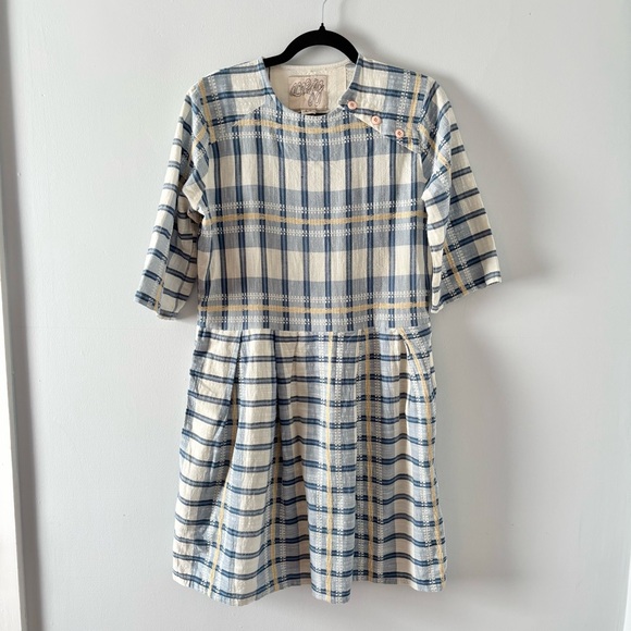 Ace & Jig Dresses & Skirts - Ace & Jig Roxie Dress Short-Sleeve Knee-Length Buttons Plaid Print Checkered